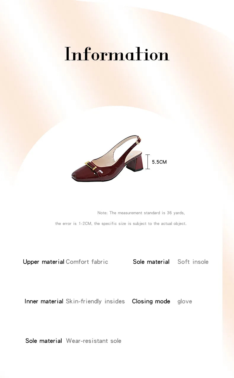Chic Slingback Square Toe Heels for Women – 5.5cm Block Heels | French-Style