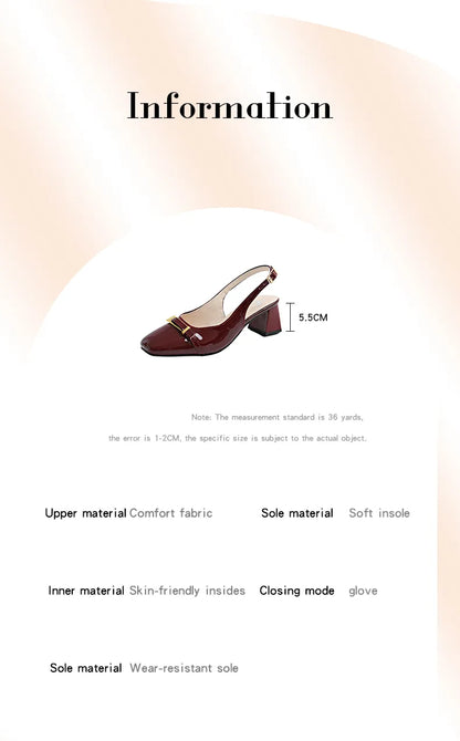 Chic Slingback Square Toe Heels for Women – 5.5cm Block Heels | French-Style