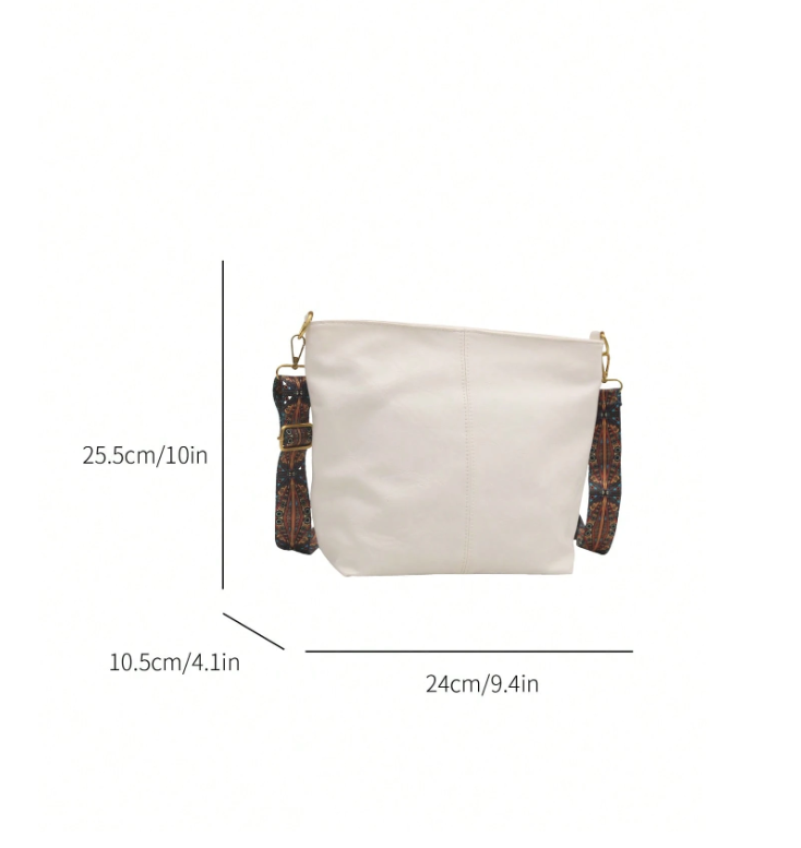 Summer Shoulder Tote Bucket Bag – Large Capacity PU Leather Handbag with Adjustable Strap & Chic Chain Detail