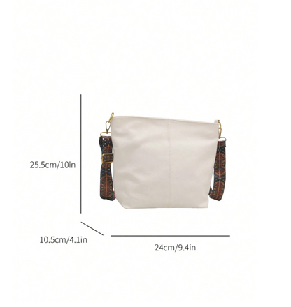 Summer Shoulder Tote Bucket Bag – Large Capacity PU Leather Handbag with Adjustable Strap & Chic Chain Detail