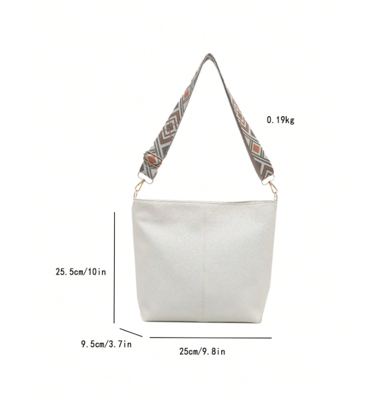 Summer Shoulder Tote Bucket Bag – Large Capacity PU Leather Handbag with Adjustable Strap & Chic Chain Detail