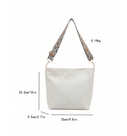 Summer Shoulder Tote Bucket Bag – Large Capacity PU Leather Handbag with Adjustable Strap & Chic Chain Detail