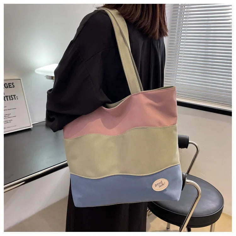 Large Canvas Square Tote Bag – Oversized Shoulder Bag with Zipper | Travel, Work & Laptop Friendly Casual Handbag