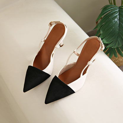 Elegant Pointed Toe Slingback Heels for Women | PU Leather Cone Stilettos