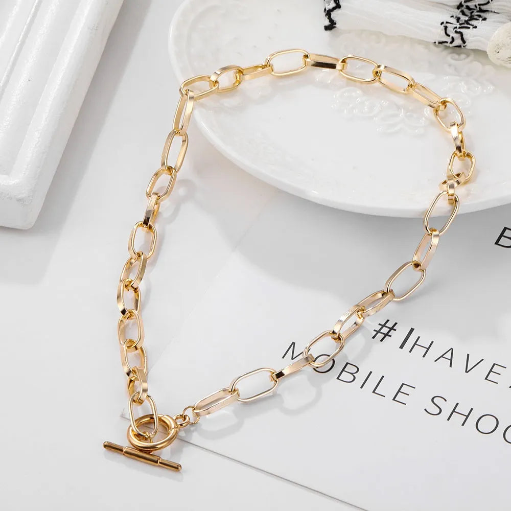 Geometric Snake Chain Necklace for Women – Gold & Silver Tone Punk Choker, Minimalist Metal Layered Style