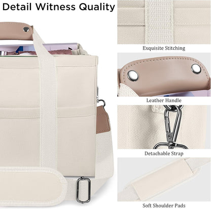 Women’s Large Capacity Canvas Tote Bag – Multi-Compartment Urban Shoulder Handbag for Work & Everyday Use