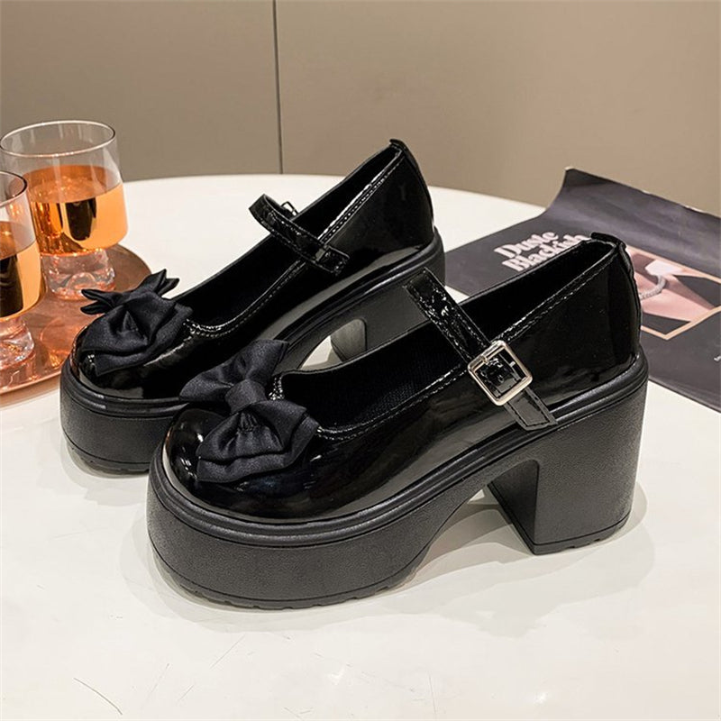 Trendy Mary Jane Platform Heels for Women | 9cm Buckle Strap Chunky Shoes