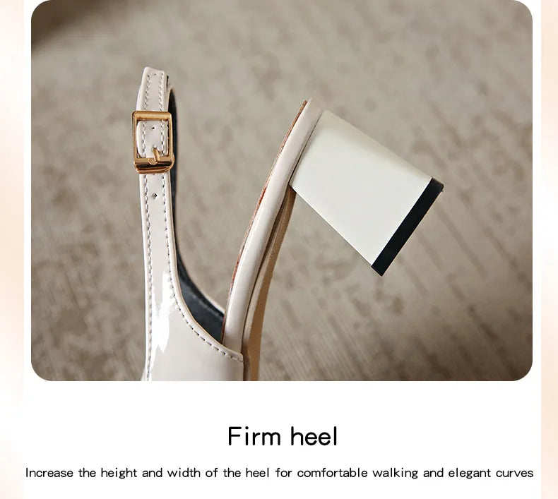 Chic Slingback Square Toe Heels for Women – 5.5cm Block Heels | French-Style