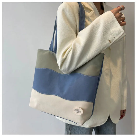 Large Canvas Square Tote Bag – Oversized Shoulder Bag with Zipper | Travel, Work & Laptop Friendly Casual Handbag