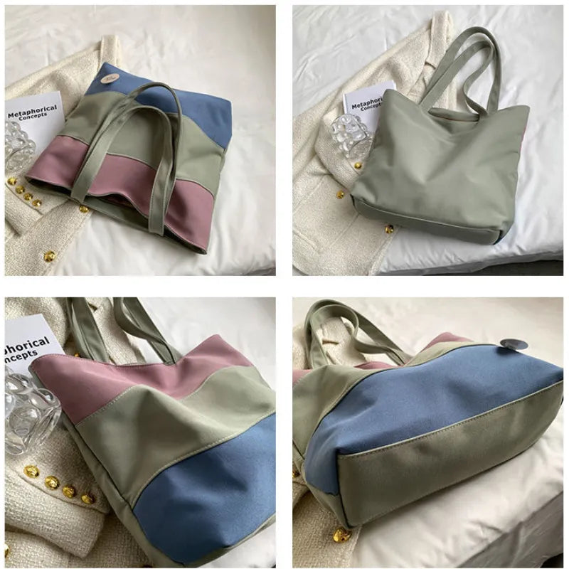 Large Canvas Square Tote Bag – Oversized Shoulder Bag with Zipper | Travel, Work & Laptop Friendly Casual Handbag
