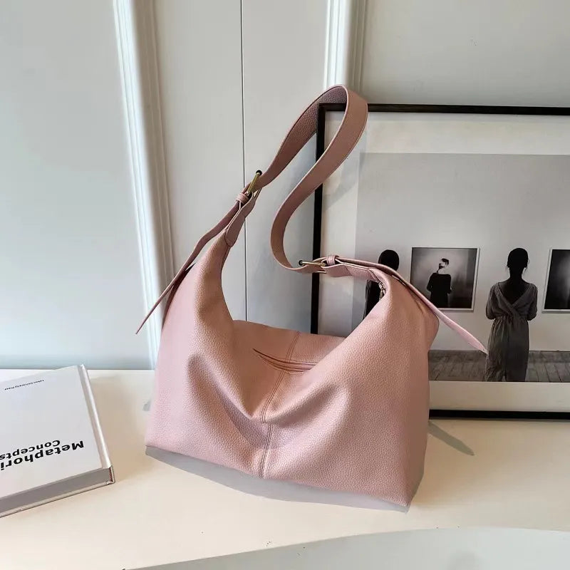Bucket Bag – Retro Solid Color Shoulder & Crossbody Handbag with Adjustable Strap
