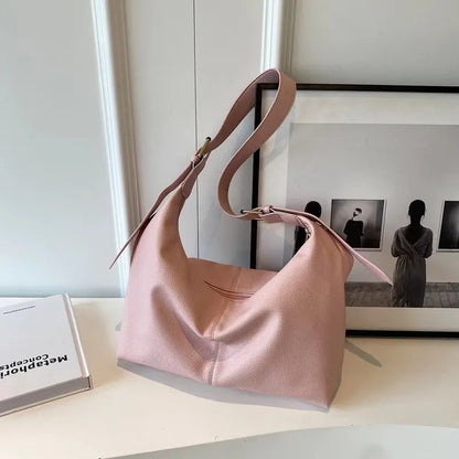Bucket Bag – Retro Solid Color Shoulder & Crossbody Handbag with Adjustable Strap