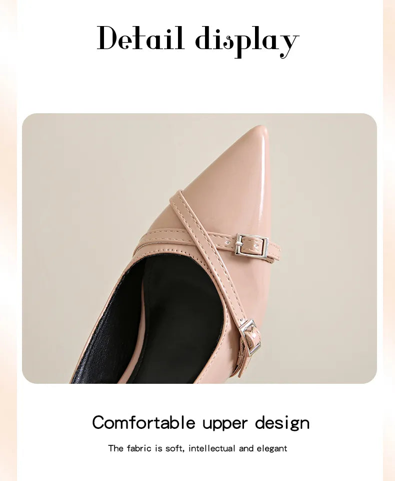 Elegant Pointed Toe Slingback Heels for Women – 3-Inch PU Leather Cone Heel Sandals