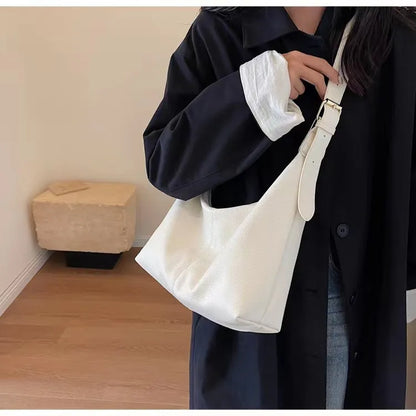 Bucket Bag – Retro Solid Color Shoulder & Crossbody Handbag with Adjustable Strap