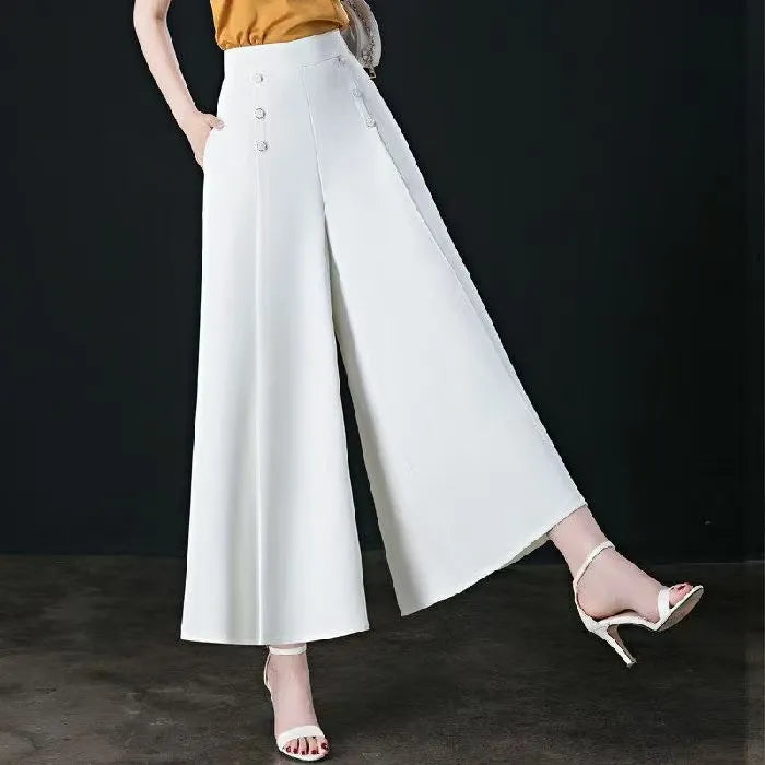High-Waisted Wide-Leg Pants – Loose Fit, Pleated Trousers with Pockets