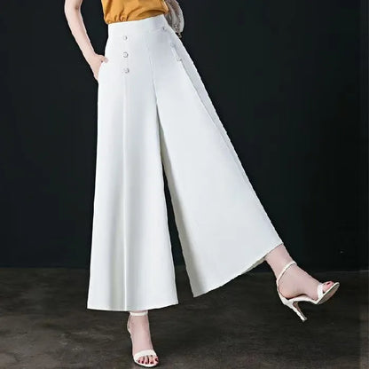 High-Waisted Wide-Leg Pants – Loose Fit, Pleated Trousers with Pockets