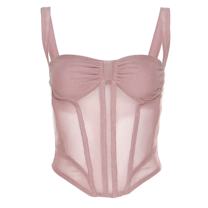 Sexy Mesh Halter Neck Vest Top | Stretch Waist Slim Fit | Partywear Crop Top