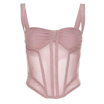 Sexy Mesh Halter Neck Vest Top | Stretch Waist Slim Fit | Partywear Crop Top