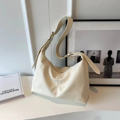Bucket Bag – Retro Solid Color Shoulder & Crossbody Handbag with Adjustable Strap