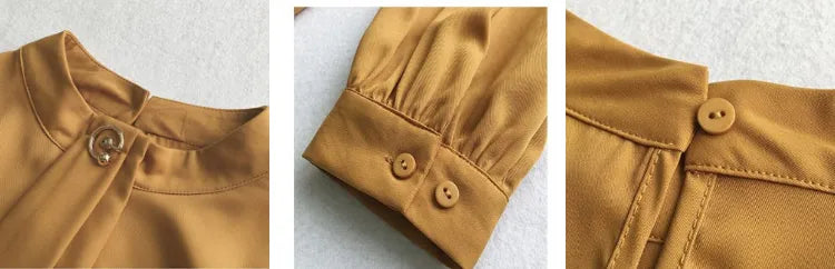 Chic Chiffon Office Shirt with Built-In Tie | 3/4 Sleeve Formal Workwear Blouse