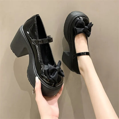 Trendy Mary Jane Platform Heels for Women | 9cm Buckle Strap Chunky Shoes