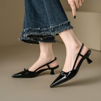 Elegant Pointed Toe Slingback Heels for Women – 2-Inch PU Leather High Heels for Office & Daily Wear