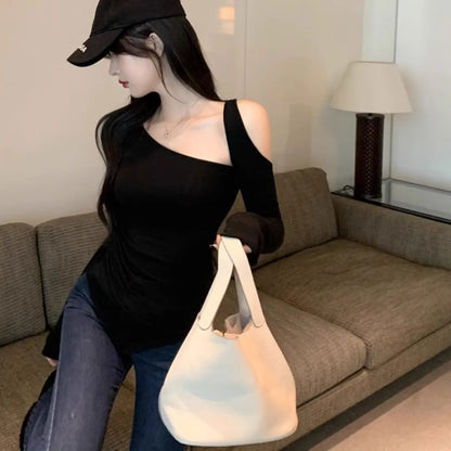 Chic Long Sleeve Top with Side Slits | Minimalist Square Hem Top | Trendy Fall Fashion