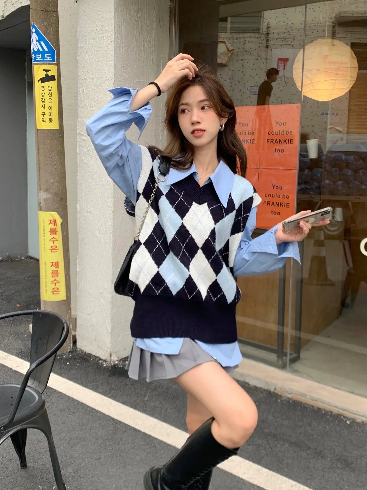 Korean Style Oversized Zipper Shirt for Women | Long Sleeve Minimalist Lapel Top | Trendy Look