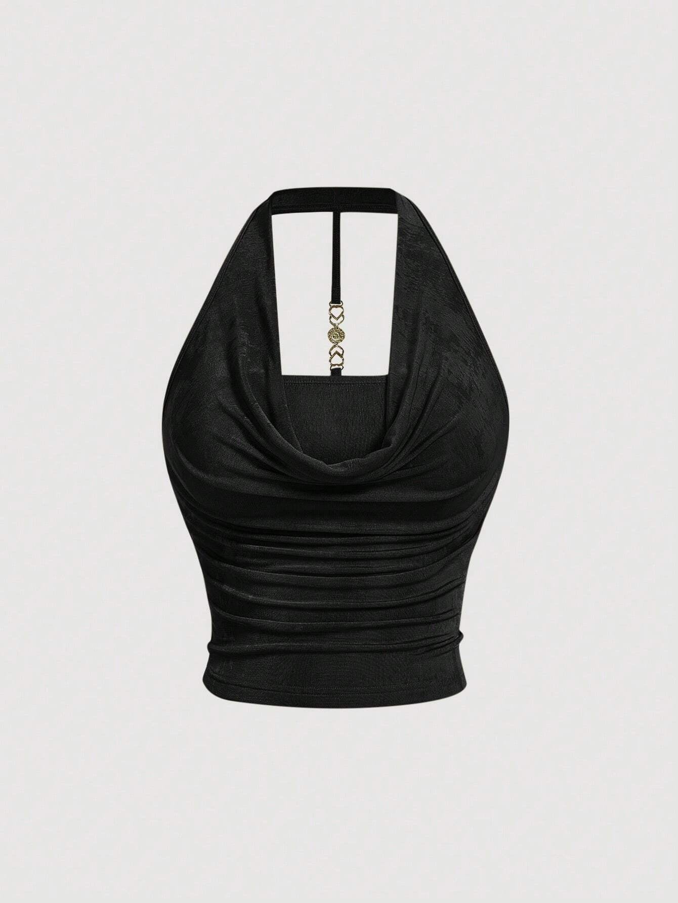 Draped Collar Halter Top