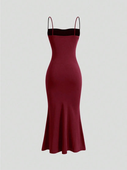 Elegant Pleated Mermaid Cami Maxi Dress – Ruched Backless Slip Dress for Evening & Parties