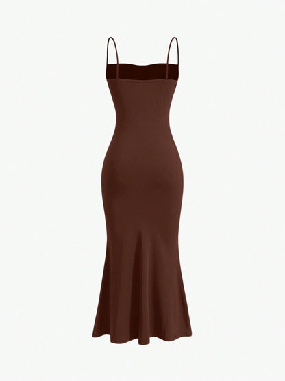 Elegant Pleated Mermaid Cami Maxi Dress – Ruched Backless Slip Dress for Evening & Parties
