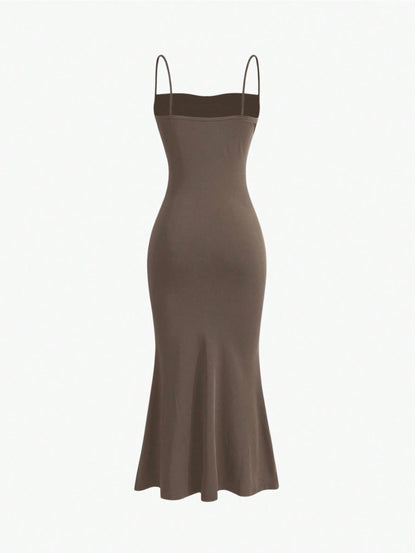 Elegant Pleated Mermaid Cami Maxi Dress – Ruched Backless Slip Dress for Evening & Parties