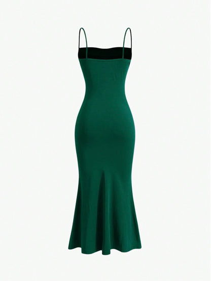 Elegant Pleated Mermaid Cami Maxi Dress – Ruched Backless Slip Dress for Evening & Parties