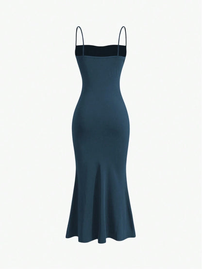 Elegant Pleated Mermaid Cami Maxi Dress – Ruched Backless Slip Dress for Evening & Parties