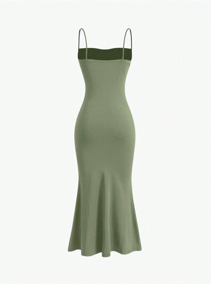 Elegant Pleated Mermaid Cami Maxi Dress – Ruched Backless Slip Dress for Evening & Parties