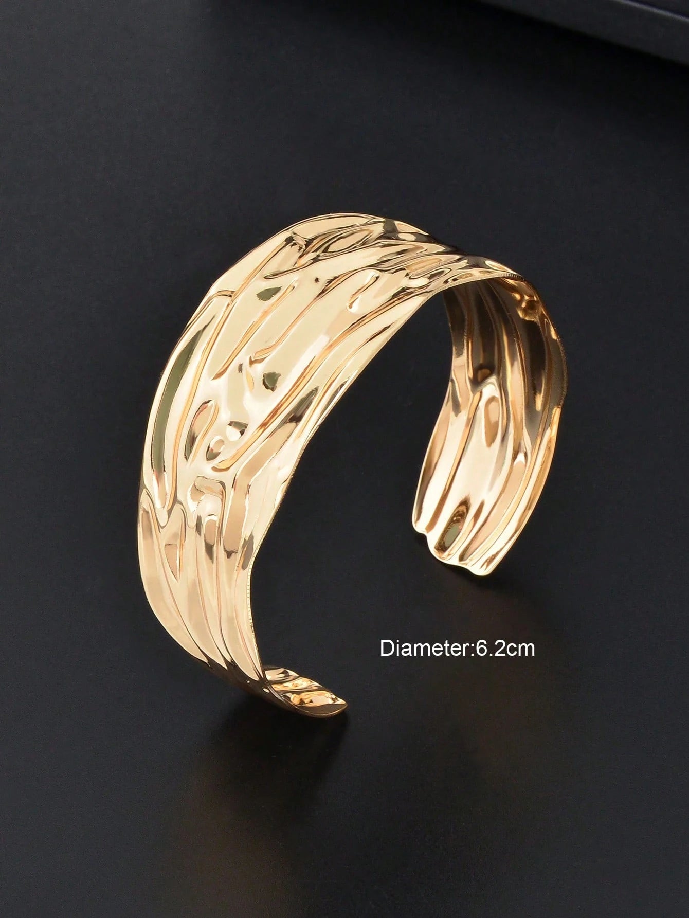 Gold Wide Chunky Statement Cuff Bracelet | Geometric Open Bangle | Trendy Party Jewelry