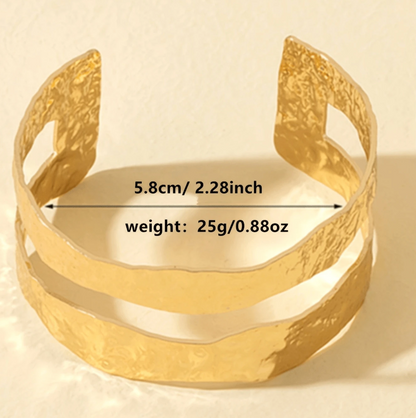 Simple Gold Open Cuff Bracelet  | Minimalist Metal Bangle | Everyday Chic Party Jewelry