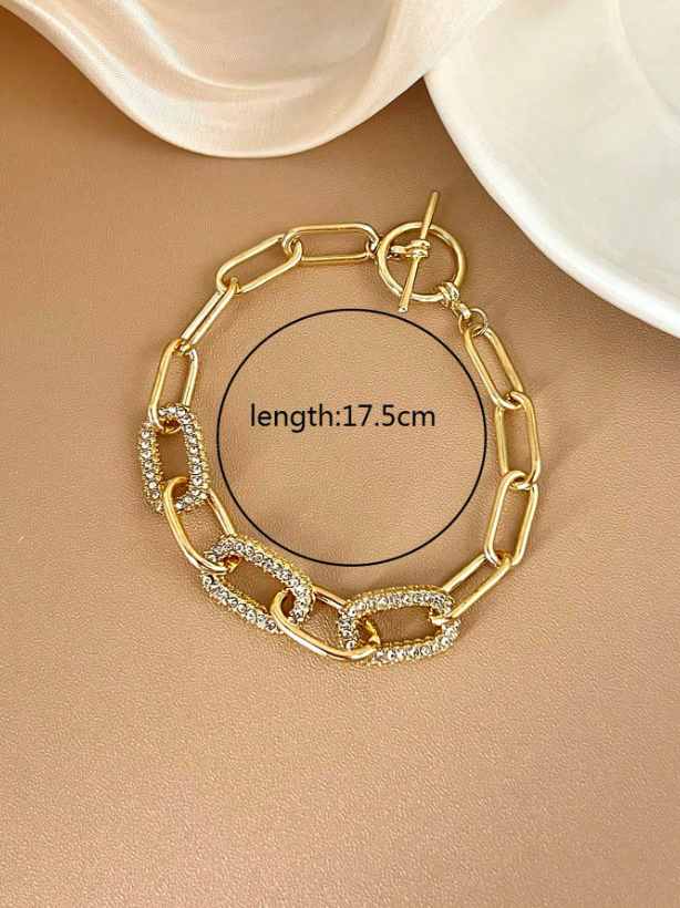 Elegant Rhinestone Oval Chain Bracelet