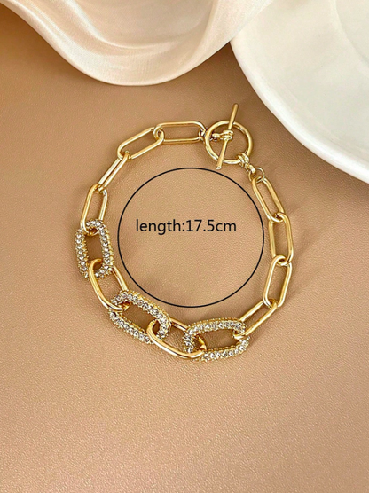 Elegant Rhinestone Oval Chain Bracelet