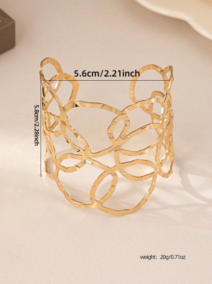 Minimalist Hammered Metal Open Cuff Bangle | Elegant Gold & Silver Textured Bracelet