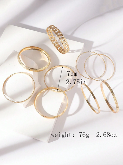 10pcs Retro Gold Bracelet Set