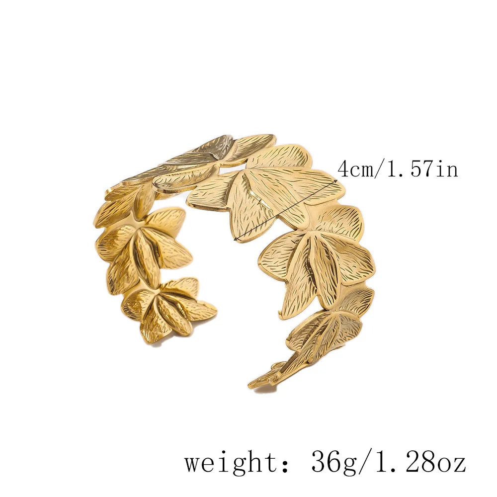 Golden Flower Open Cuff Bracelet | Elegant Floral Bangle Jewelry for Daily & Party Wear