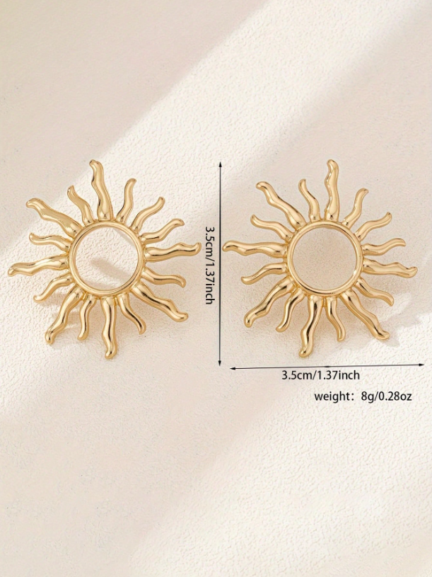 Trendy Sunflower Stud Earrings | Elegant Floral Metal Jewelry