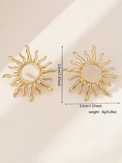 Trendy Sunflower Stud Earrings | Elegant Floral Metal Jewelry
