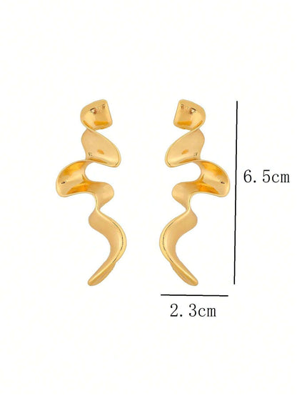 Twisted Spiral Liquid Metal Earrings | Snakeskin Geometric Design