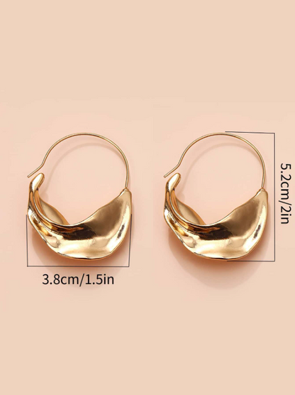 Minimalist Geometric Hoop Earrings | Textured Metal Vintage Style Hoops