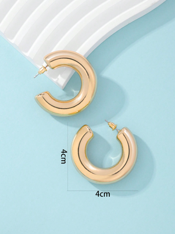 Minimalist Geometric Gold Hoop Earrings | Old Money Style Statement Hoops (4cm–5.4cm)