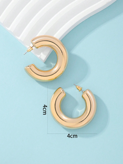 Minimalist Geometric Gold Hoop Earrings | Old Money Style Statement Hoops (4cm–5.4cm)