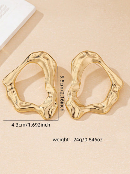 European & American Geometric Asymmetrical Hollow Stud Earrings