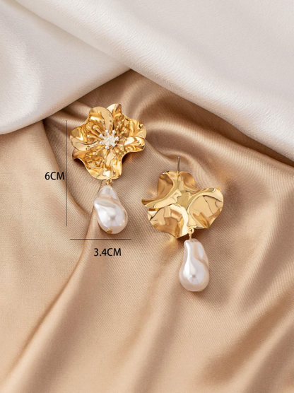 Geometric Flower-Shaped Faux Pearl Earrings | Elegant Daily & Glamorous Jewelry